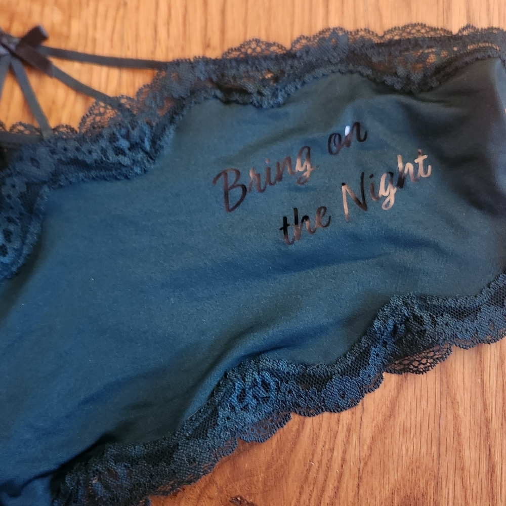 Cacique Forest Green Lace Boost Balconette Bra with Matching Strappy Hipsters - Picture 9 of 11